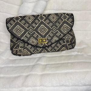Vintage Merona Woven Geometric Envelope Clutch Bag EUC Boho 2011